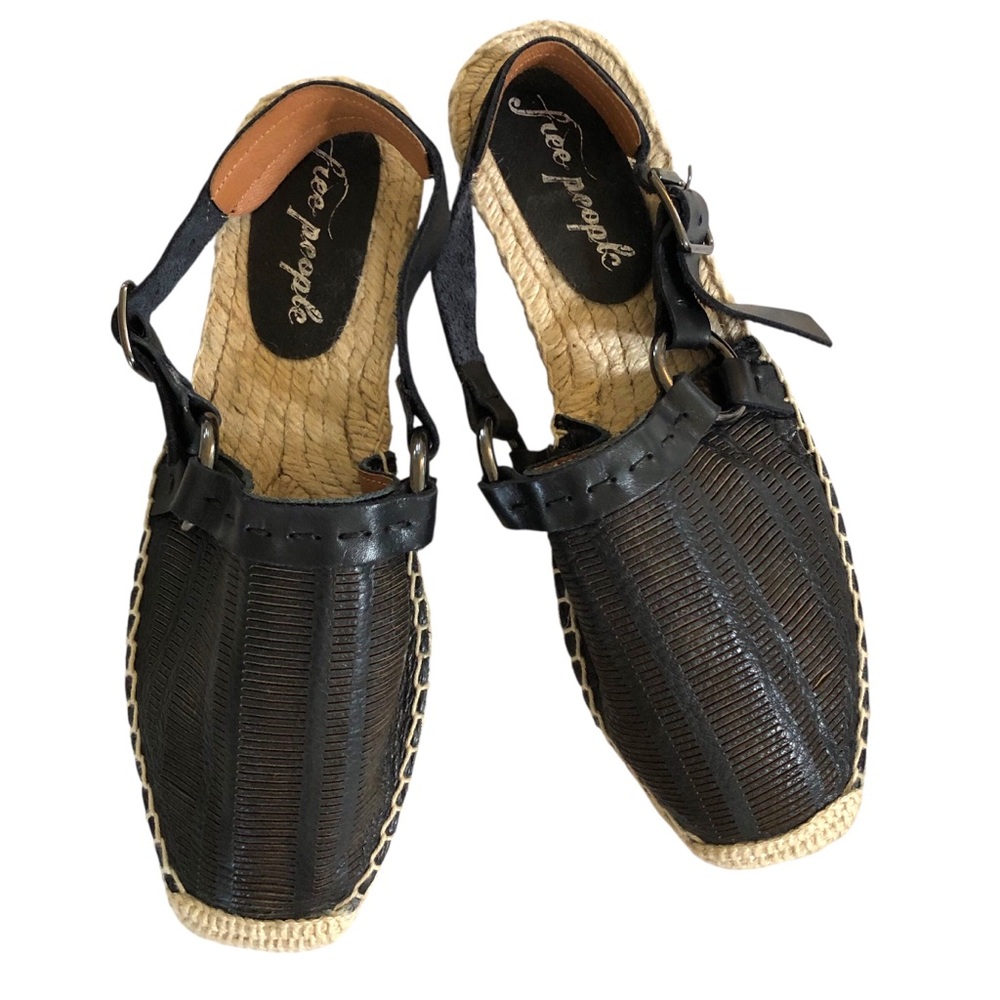 Free People Black Woven Espadrille Sandals